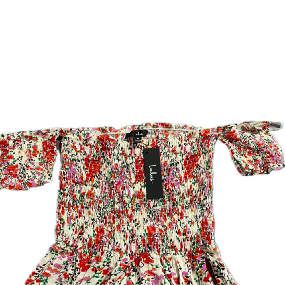 LULUS View from the Meadow Cream Floral Print Off-the-Shoulder Dress size M NWT - Picture 7 of 12